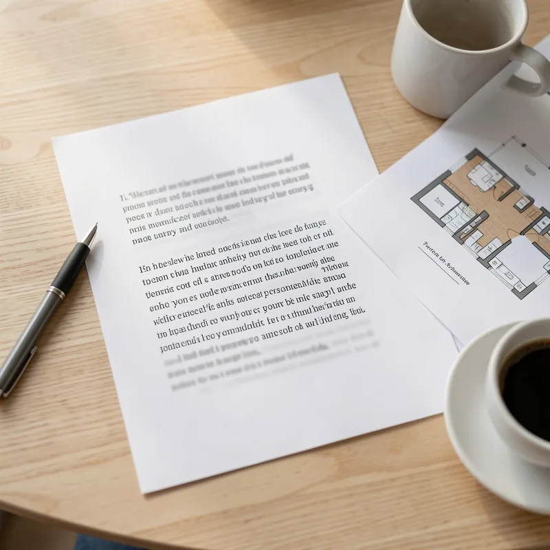 Devis d&rsquo;électricien posé sur une table avec un stylo et un plan d&rsquo;appartement